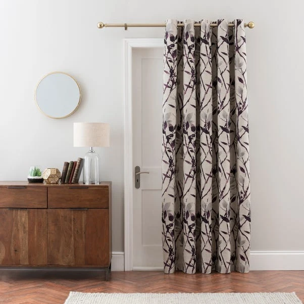 Dunelm Zen Blackout Thermal Plum Eyelet Door Curtains 1 Dunelm Zen Blackout Thermal Plum Eyelet Door Curtains