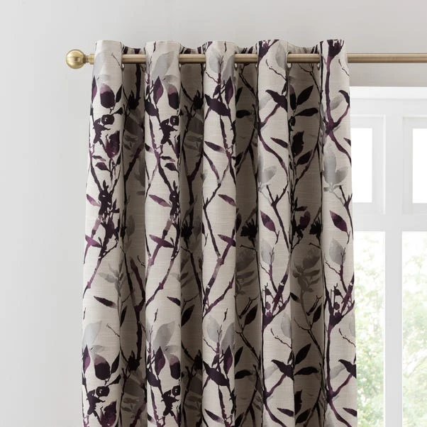 Dunelm Zen Blackout Thermal Plum Eyelet Door Curtains 2 Dunelm Zen Blackout Thermal Plum Eyelet Door Curtains - Image 2