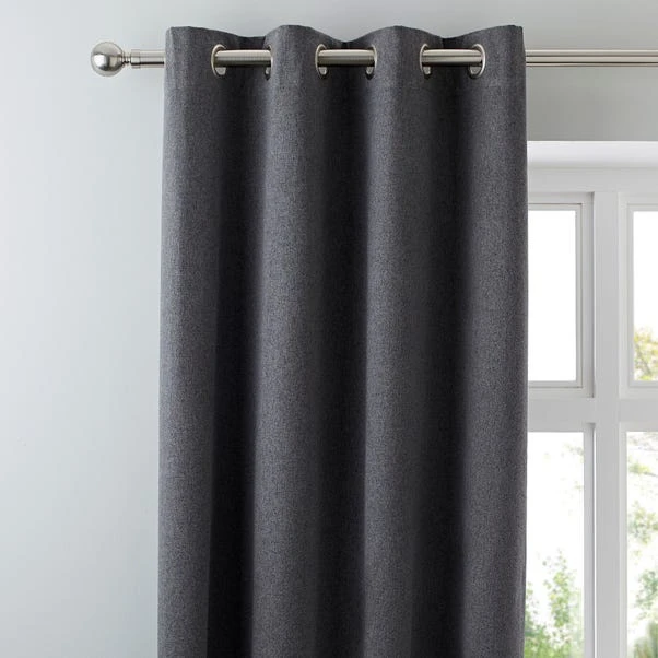 Dunelm Luna Brushed Charcoal Blackout Eyelet Curtains 2 Dunelm Luna Brushed Charcoal Blackout Eyelet Curtains - Image 2