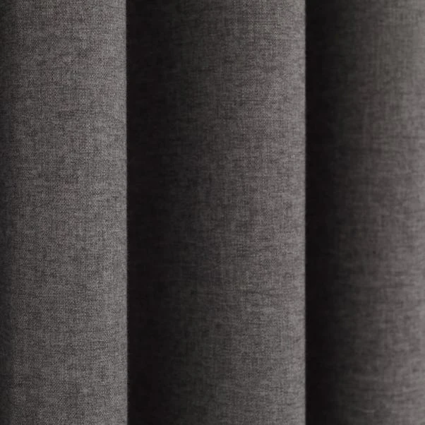 Dunelm Luna Brushed Charcoal Blackout Eyelet Curtains 3 Dunelm Luna Brushed Charcoal Blackout Eyelet Curtains - Image 3