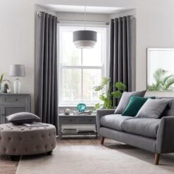 Dunelm Luna Brushed Charcoal Blackout Eyelet Curtains 9 Dunelm Luna Brushed Charcoal Blackout Eyelet Curtains -Best Curtain Shop 30782286 alt03