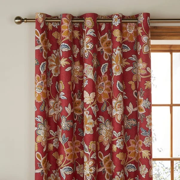 Dorma Samira Saffron Red Blackout Eyelet Curtains 1 Dorma Samira Saffron Red Blackout Eyelet Curtains
