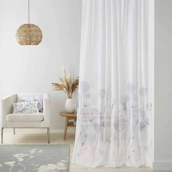 Catherine Lansfield Meadowsweet Floral Slot Top Voile Curtain Panel 4 Catherine Lansfield Meadowsweet Floral Slot Top Voile Curtain Panel - Image 4