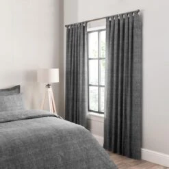 Dunelm Grayson Charcoal Tab Top Curtains