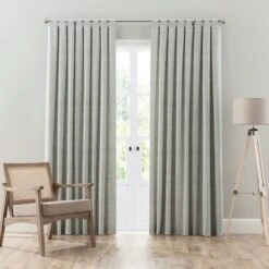 Dunelm Grayson Sage Tab Top Curtains