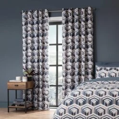 Dunelm Elements Archer Pacific Blackout Eyelet Curtains -Best Curtain Shop 30807973 alt02