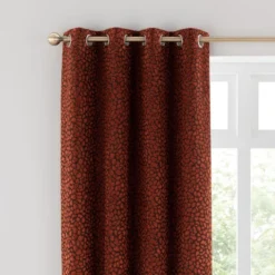 Dunelm Animal Cut Velvet Copper Eyelet Curtains