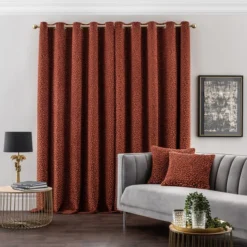 Dunelm Animal Cut Velvet Copper Eyelet Curtains -Best Curtain Shop 30808492 alt04