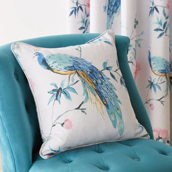 Dunelm Peacock Floral Pink Eyelet Curtains 5 Dunelm Peacock Floral Pink Eyelet Curtains - Image 5