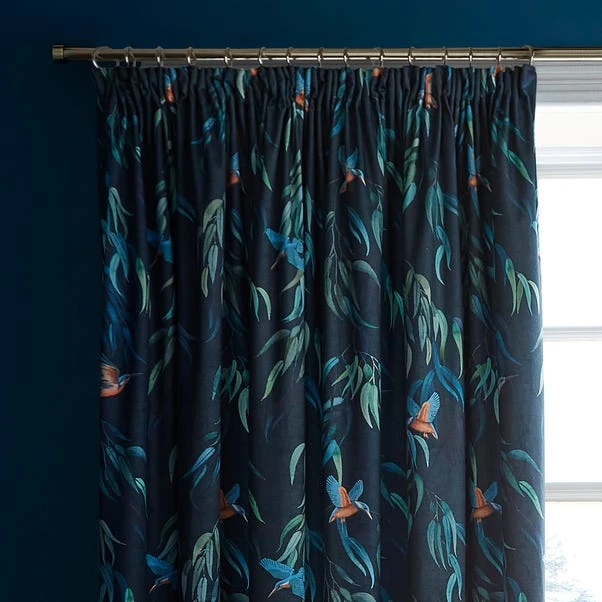 Natural History Museum Kingfisher Peacock Pencil Pleat Curtains 1 Natural History Museum Kingfisher Peacock Pencil Pleat Curtains