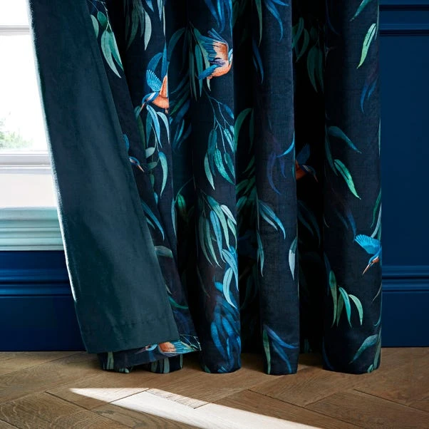 Natural History Museum Kingfisher Peacock Pencil Pleat Curtains 4 Natural History Museum Kingfisher Peacock Pencil Pleat Curtains - Image 4