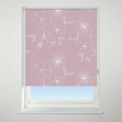 Universal Patterned Floral Cluster Pink Blackout Roller Blind